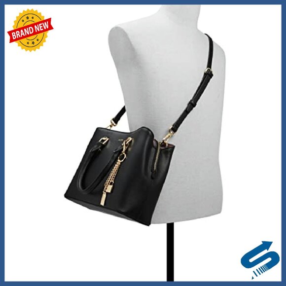 Synthetic Top Handle Tote Bag with Shoulder Strap, Medium Size